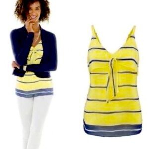 Cabi Stripe Lights Knot Sleeveless Cami Tank Top Yellow Navy Blue Size Small